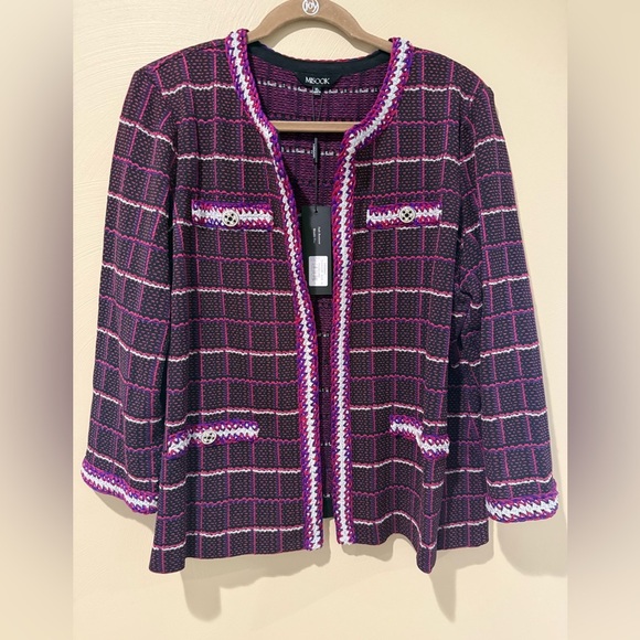 Misook Jackets & Blazers - Misook Purple and White Plaid Blazer